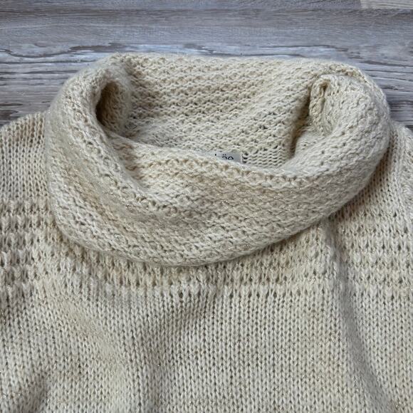 Tyler Böe Wool Blend Funnel Neck Sweater Cream Textured Knit Medium - Picture 3 of 5